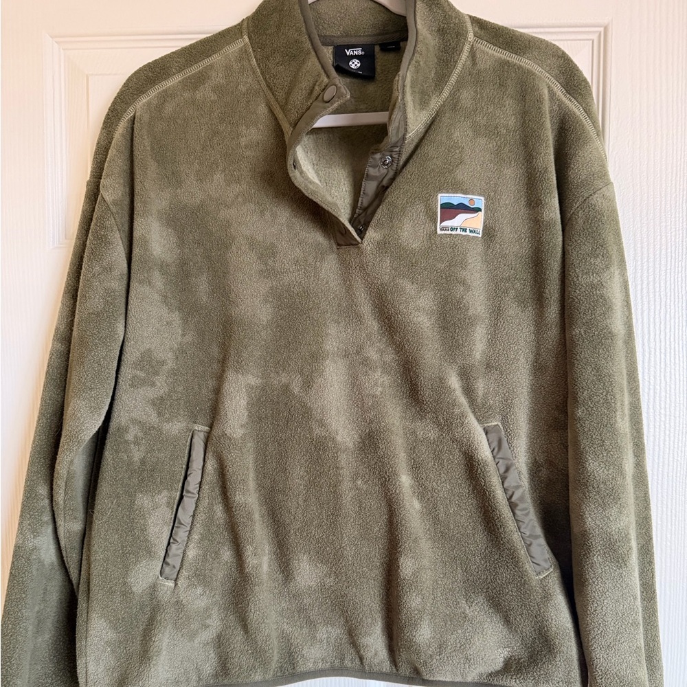 Vans Off The Wall Green/Grey Fleece Jacket Unisex Size Medium Great Condition